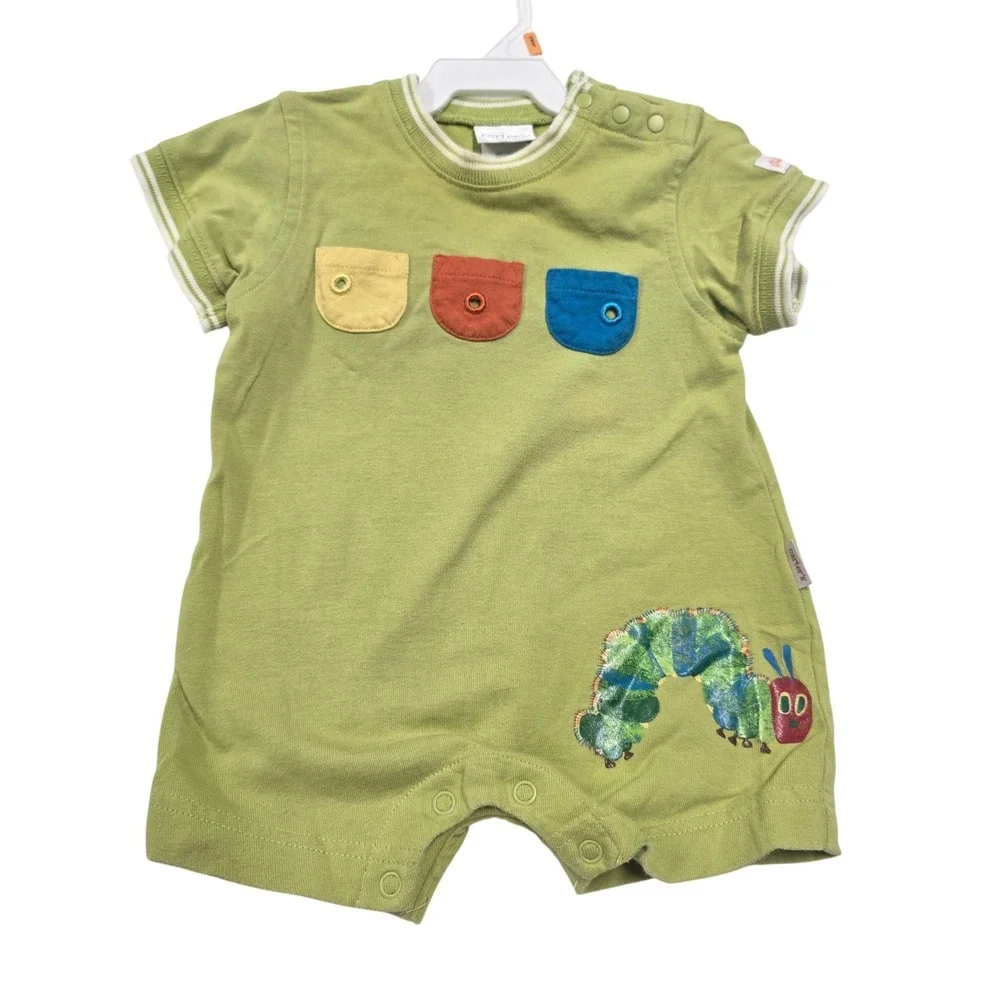 Carters Very Hungry Caterpillar Eric Carle Green Romper 3-6M Baby Boy Girl 2002